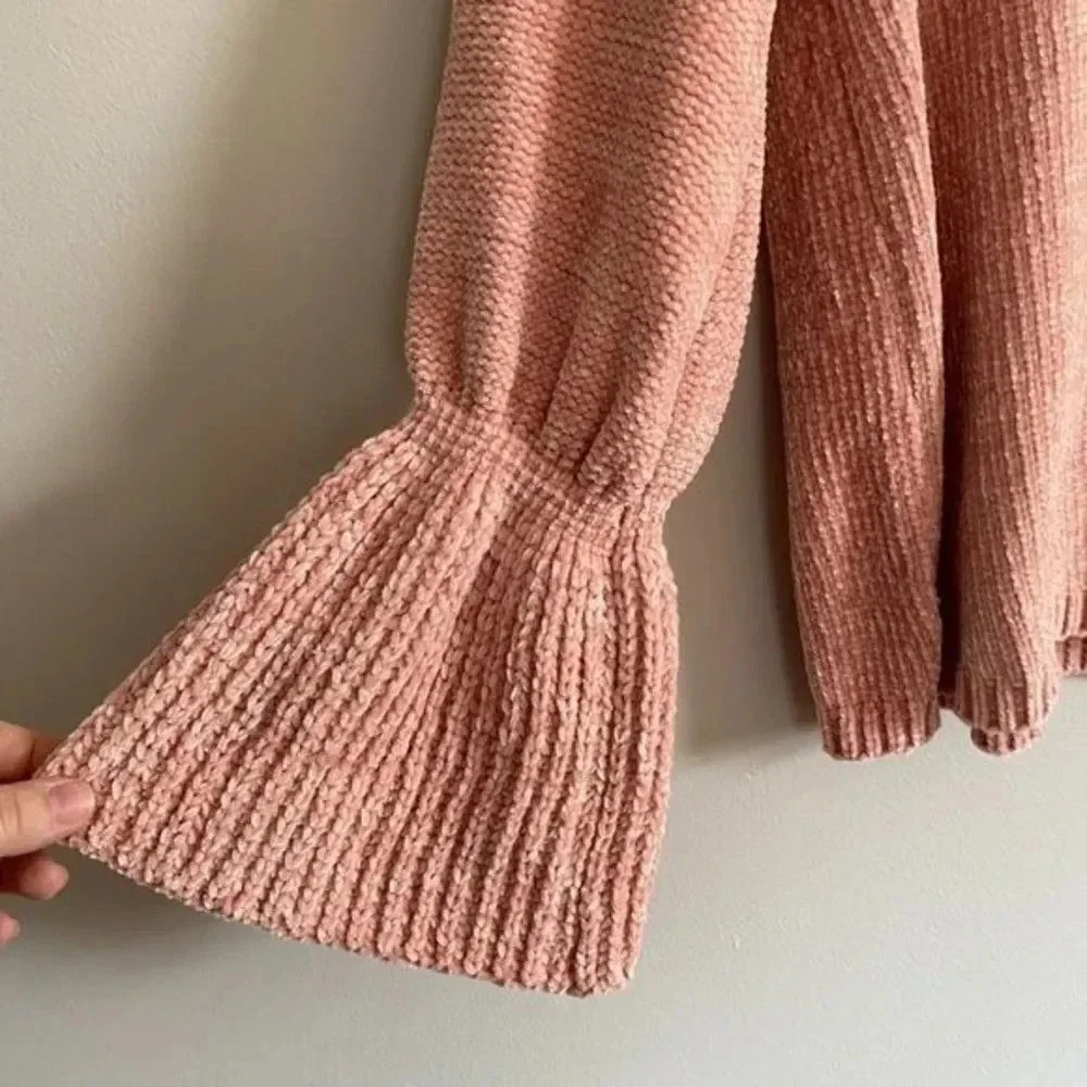 Elan Pink Chenille Bell Sleeve Sweater - Picture 4 of 9